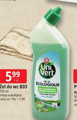 Żel do WC Uni Vert mięta-eukaliptus promocja w Leclerc