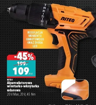 Akumulatorowa wiertarko-wkrętarka udarowa 20V Max, 20V, 45 Nm promocja w Biedronka Home