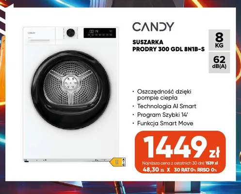 Suszarka ProDry 300 Gdl 8N1B-S Candy promocja w Max Elektro