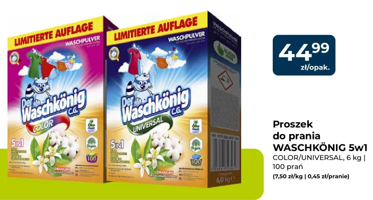 Proszek do prania Der Waschkönig C.G. 5w1 Universal promocja w PSB Mrówka