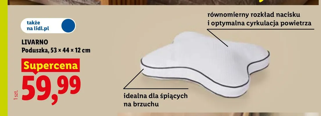 Poduszka Livarno 53x44x12 cm promocja w Lidl