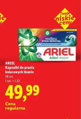 Kapsułki do prania kolorowych tkanin Ariel promocja w Lidl