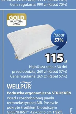 Poduszka ergonomiczna Strokken 42x65x15 cm Wellpur promocja w Jysk