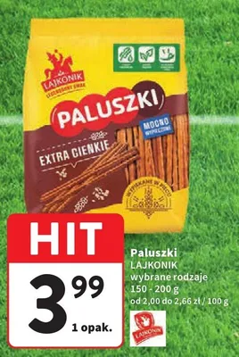 Paluszki Extra Cienkie Lajkonik promocja w Intermarche