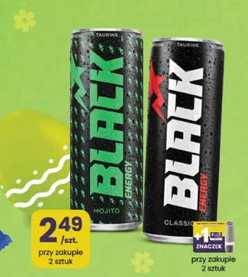 Napój energetyczny Black puszka, różne rodzaje promocja w Stokrotka
