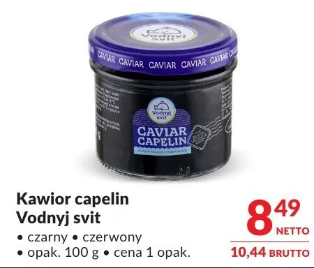 Kawior capelin Vodnyj svit czarny + czerwony promocja w Makro