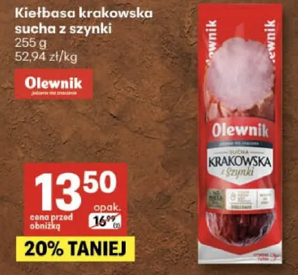 Kiełbasa krakowska sucha z szynki promocja w Delikatesy Centrum