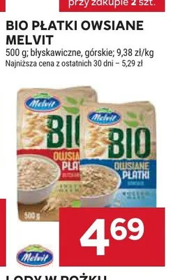 Bio płatki owsiane Melvit błyskawiczne promocja w Stokrotka