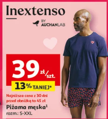 Piżama męska Inextenso promocja w Auchan