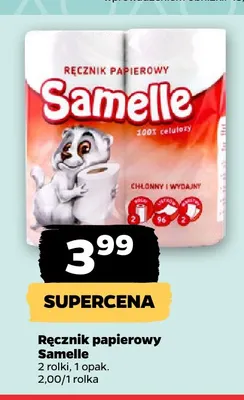 Ręcznik papierowy Samelle 2-pak promocja w Netto