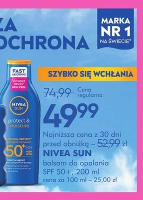 Balsam do opalania Nivea Sun Protect & Moisture SPF 50+ promocja w Super-Pharm