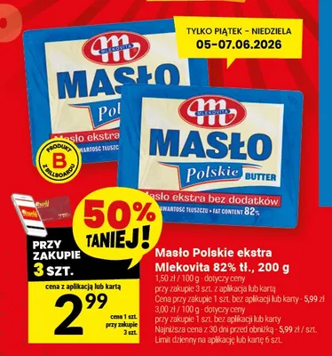 Masło Polskie ekstra Mlekovita 82% tł. promocja w Twój Market