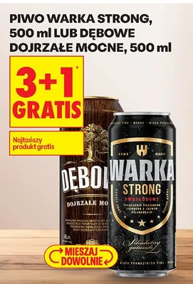 Piwo Warka Strong 3+1 GRATIS promocja w Biedronka