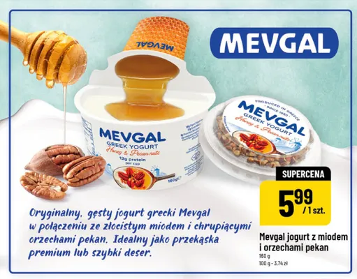 Jogurt z miodem i orzechami pekan Mevgal promocja w POLOmarket