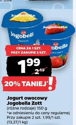 Jogurt owocowy Jogobella Zott promocja w Netto