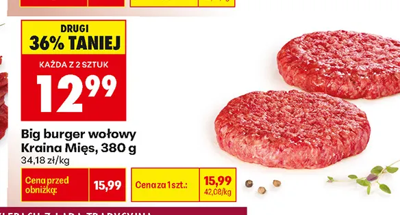 Big burger wołowy Kraina Mięs promocja w Biedronka
