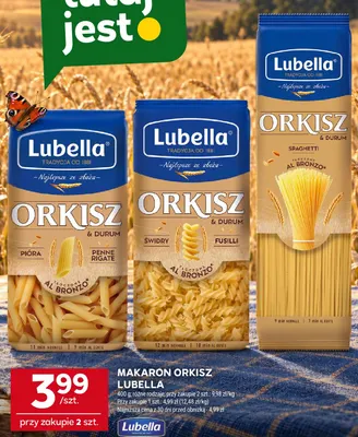 Makaron orkisz spaghetti Lubella promocja w Stokrotka