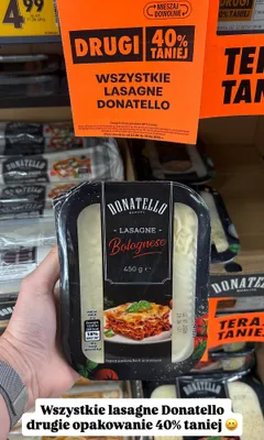 Lasagne Bolognese Donatello promocja w Biedronka