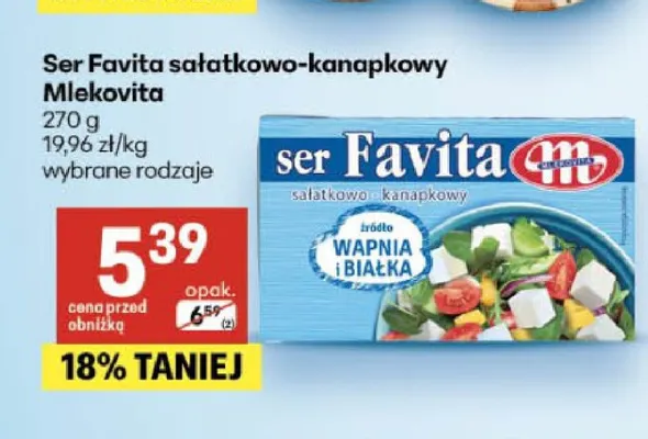 Ser Favita sałatkowo-kanapkowy Mlekovita promocja w Delikatesy Centrum