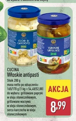 Włoskie antipasti Cucina grillowane papryki w oleju słonecznikowym promocja w Aldi