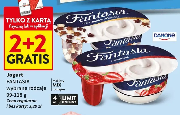 Jogurt Fantasia wybrane rodzaje 2+2 gratis promocja w Intermarche