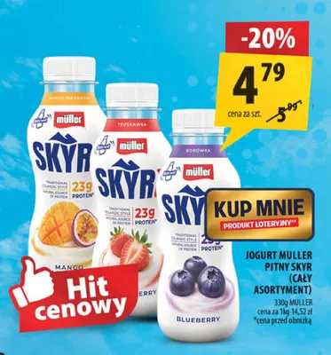 Jogurt Müller pitny Skyr borówka promocja w Arhelan