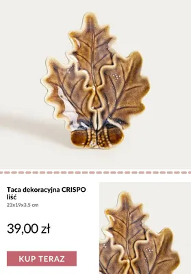 Taca dekoracyjna Crispo liść 23x19x3,5 cm promocja w Homla
