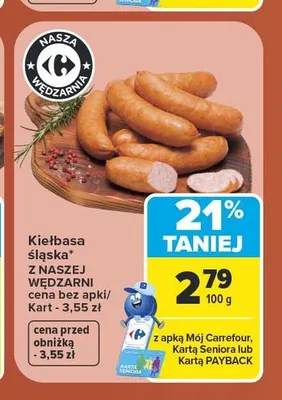 Kiełbasa śląska Z Naszej Wędzarni promocja w Carrefour