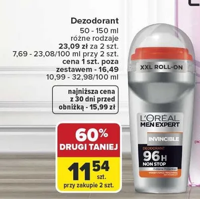 Dezodorant L'Oréal Paris Men Expert Invincible promocja w Carrefour