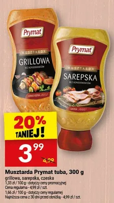 Musztarda tuba grillowa, sarepska, czeska promocja w Twój Market