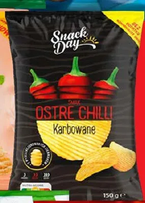 Chipsy karbowane Snack Day smak ostre chilli promocja w Lidl