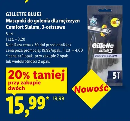 Maszynki do golenia dla mężczyzn Gillette Blue3 Comfort Slalom 3-ostrzowe promocja w Lidl