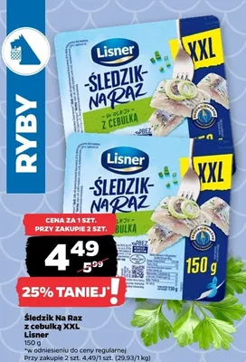 Śledzik Na Raz z cebulką XXL Lisner promocja w Netto