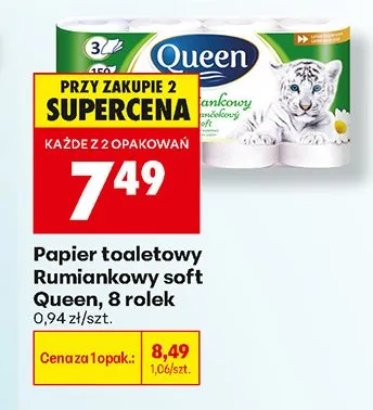 Papier toaletowy Rumiankowy soft Queen promocja w Biedronka