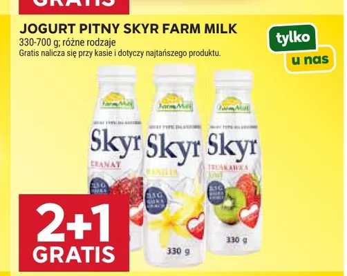 Jogurt pitny Skyr wanilia Farm Milk promocja w Stokrotka