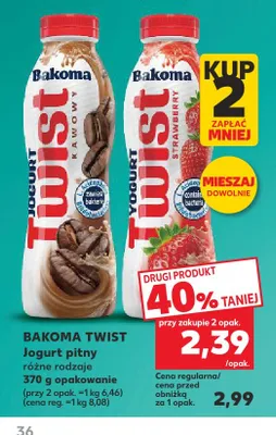 Jogurt pitny Twist truskawkowy promocja w Kaufland