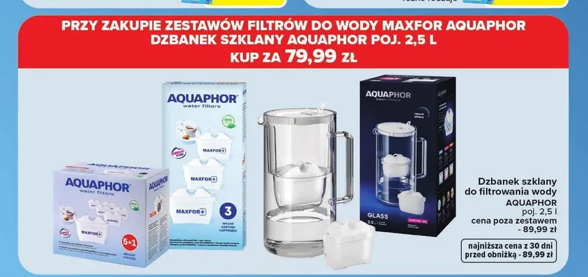 Dzbanek szklany do filtrowania wody Aquaphor 2,5 l promocja w Carrefour