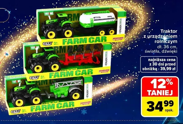 Traktor z urządzeniem rolniczym promocja w Carrefour