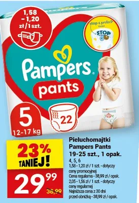 Pieluchomajtki Pampers Pants rozmiar 5 12-17kg promocja w Twój Market