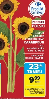 Bukiet słoneczników polski Carrefour promocja w Carrefour