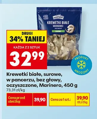 Krewetki białe surowe w pancerzu bez głowy oczyszczone Marinero promocja w Biedronka