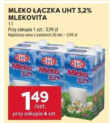 Mleko Łączka UHT 3,2% promocja w Stokrotka
