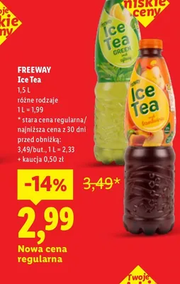 Ice Tea brzoskwiniowa Freeway promocja w Lidl