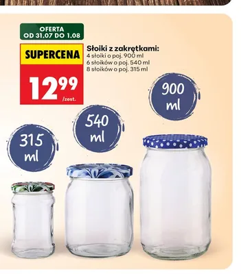 Słoiki z zakrętkami 8-pak 315 ml promocja w Biedronka