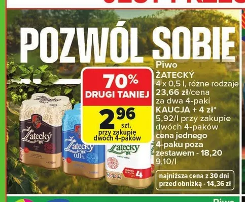 Piwo Žatecký 4-pak 0,5l promocja w Carrefour