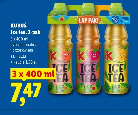 Ice tea malina Kubuś 3-pak promocja w Lidl