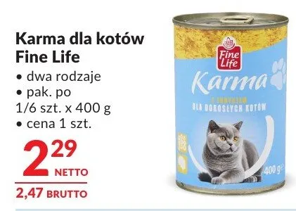 Karma dla kotów Fine Life różne rodzaje promocja w Makro