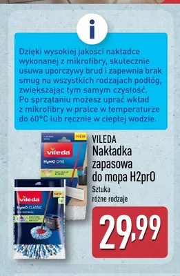 Nakładka zapasowa do mopa H2prO Vileda promocja w Aldi
