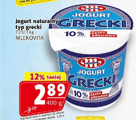 Jogurt naturalny typ grecki Mlekovita promocja w Prim Market