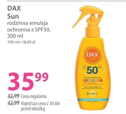 Rodzinna emulsja ochronna z SPF50 Dax Sun promocja w Hebe